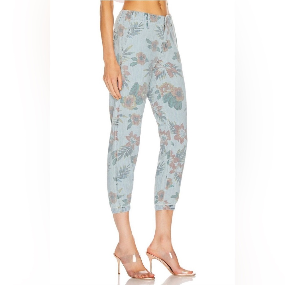 MOTHER Women’s The No Zip Misfit Floral Pants Fresh Cut Chambray Jogger